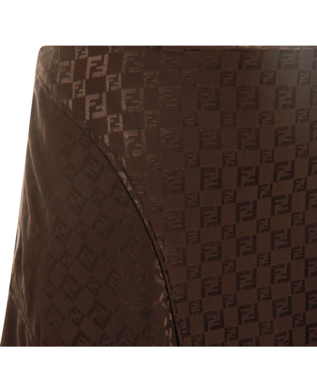 FENDI Коричневая шелковая юбка миди, фото 3