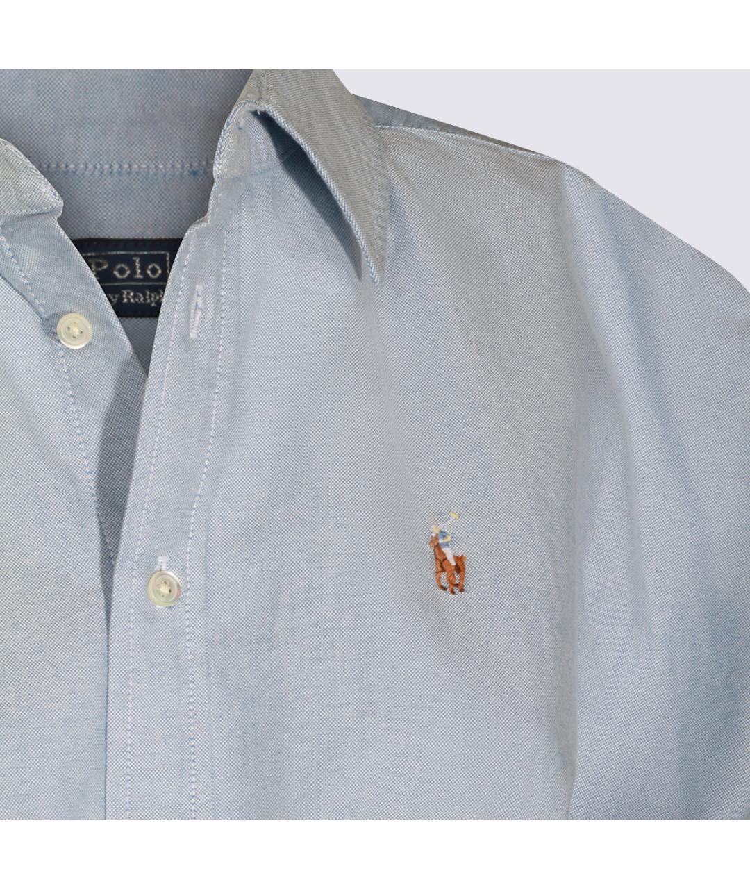 POLO RALPH LAUREN Голубое хлопковое повседневное платье, фото 5