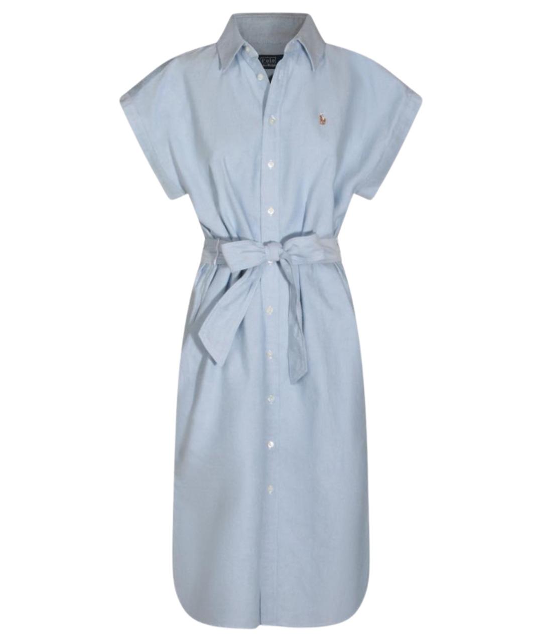 POLO RALPH LAUREN Голубое хлопковое повседневное платье, фото 1