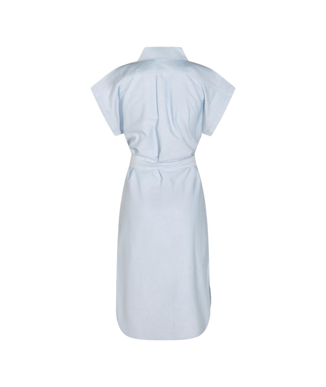 POLO RALPH LAUREN Голубое хлопковое повседневное платье, фото 2