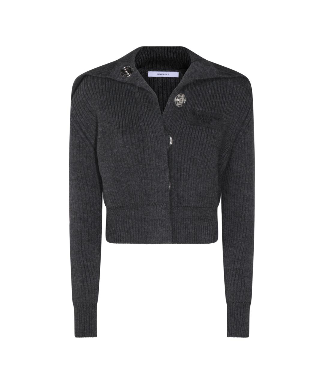 GIVENCHY Антрацитовый шерстяной кардиган, фото 1
