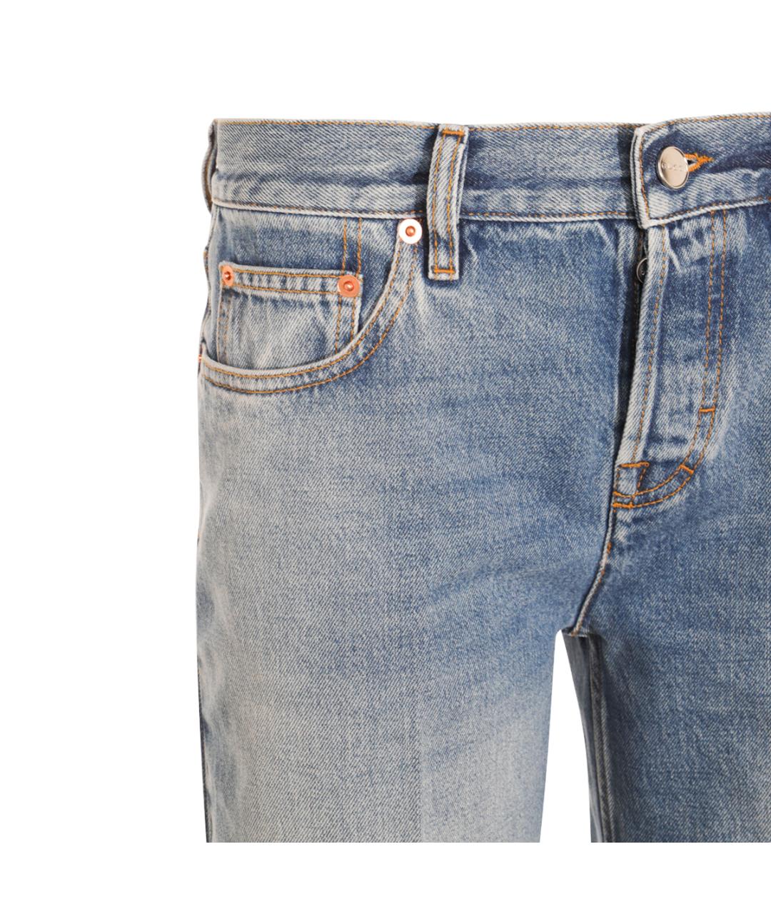 GUCCI Голубые хлопковые прямые джинсы, фото 3