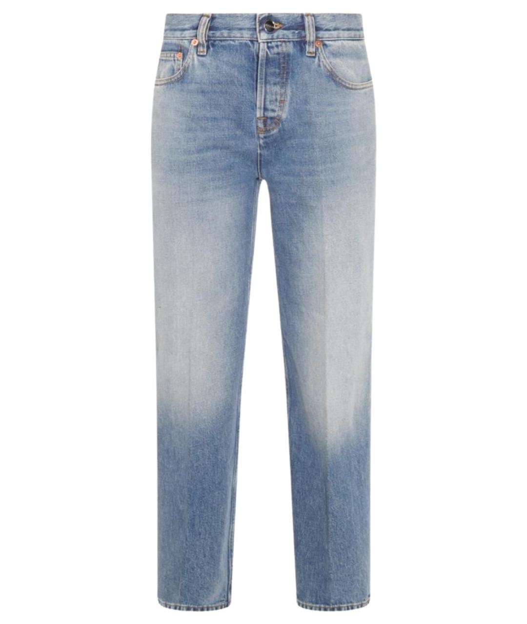 GUCCI Голубые хлопковые прямые джинсы, фото 1