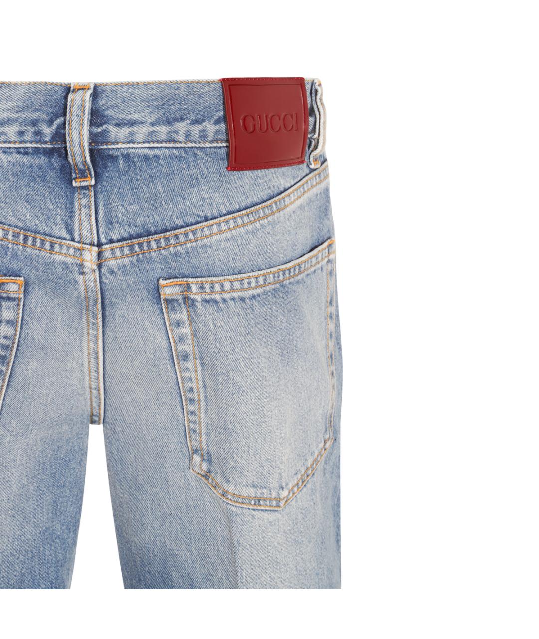 GUCCI Голубые хлопковые прямые джинсы, фото 4