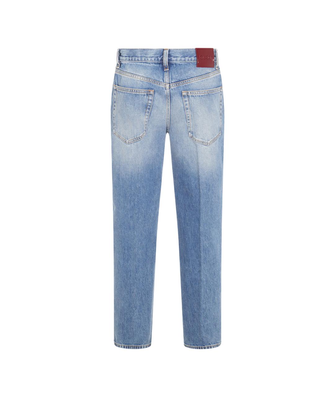 GUCCI Голубые хлопковые прямые джинсы, фото 2