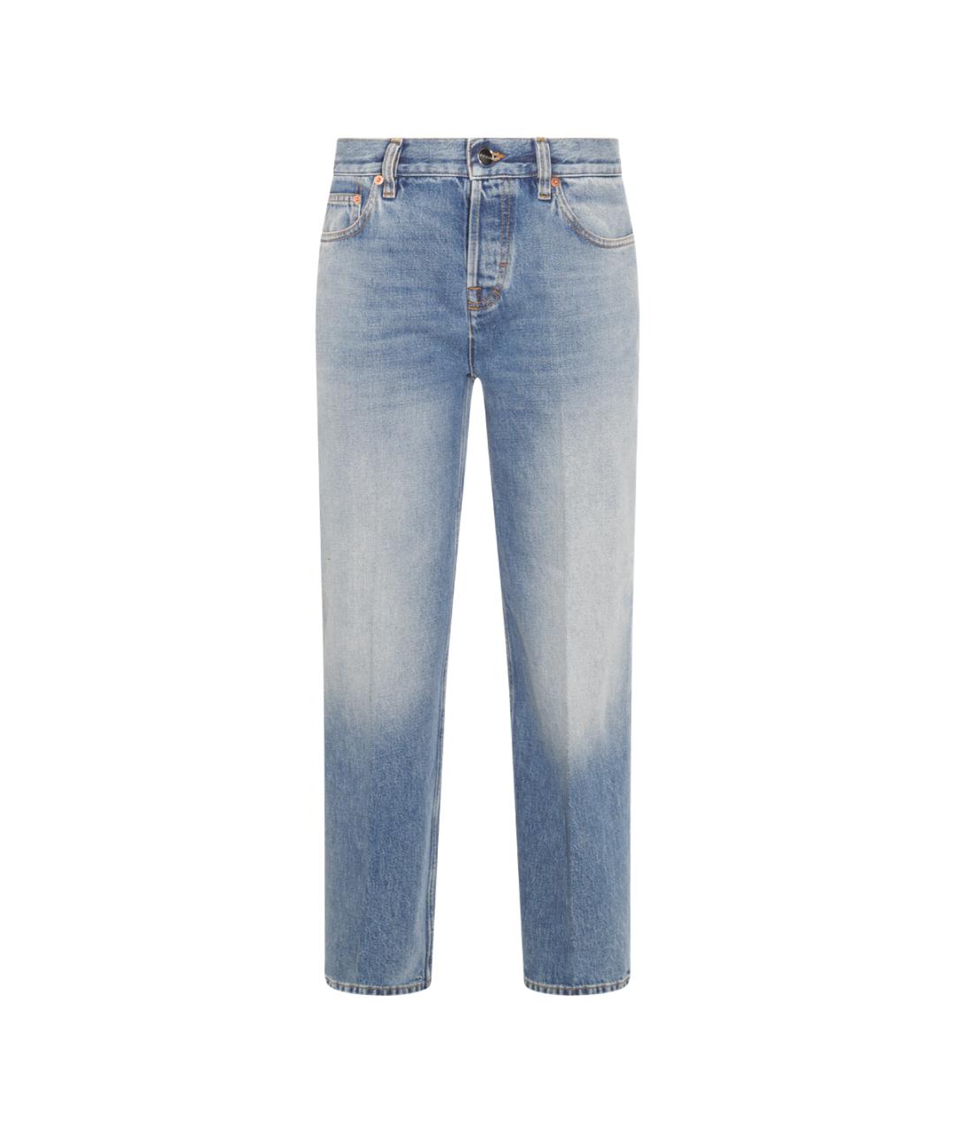 GUCCI Голубые хлопковые прямые джинсы, фото 5