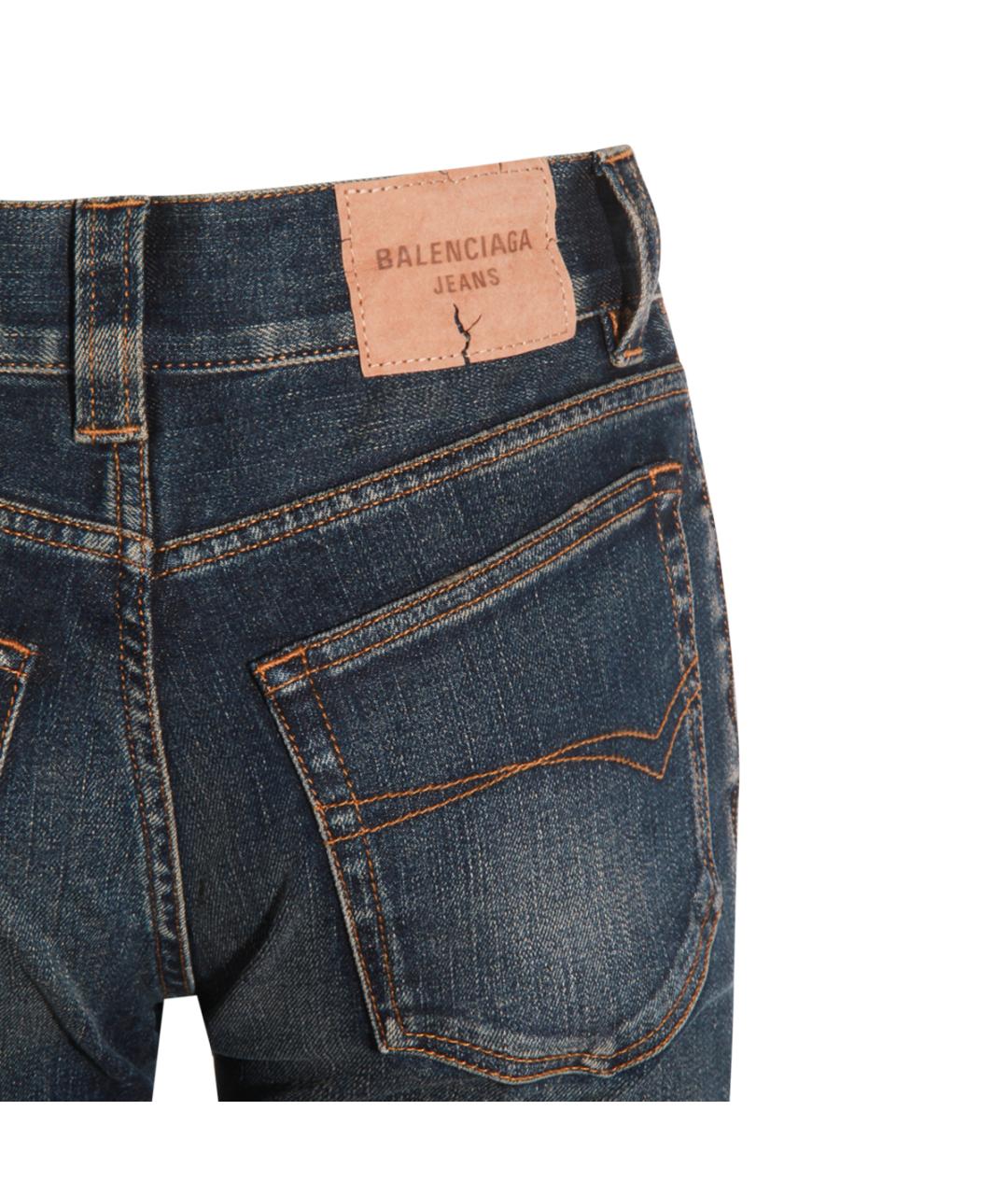 BALENCIAGA Темно-синие хлопко-эластановые джинсы клеш, фото 4