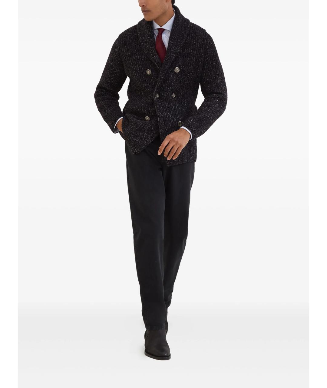 BRUNELLO CUCINELLI Черный шерстяной кардиган, фото 2