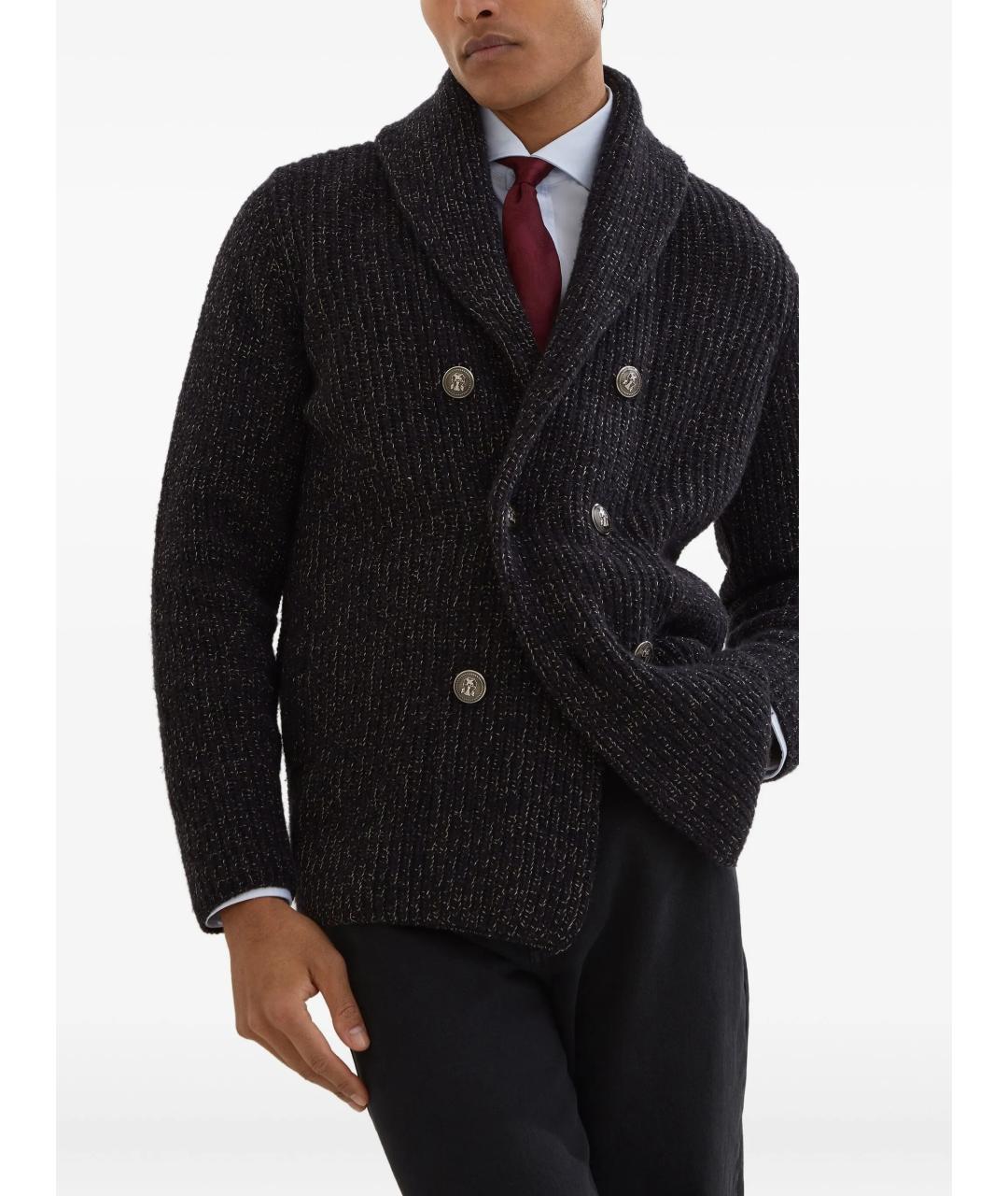 BRUNELLO CUCINELLI Черный шерстяной кардиган, фото 3