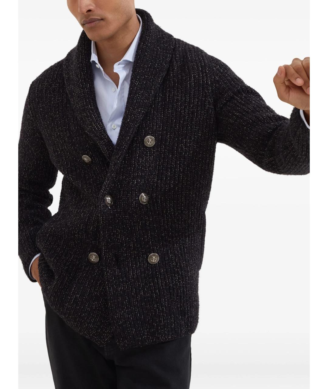 BRUNELLO CUCINELLI Черный шерстяной кардиган, фото 5