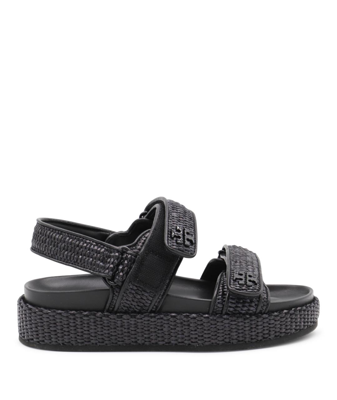 TORY BURCH Черные текстильные босоножки, фото 1