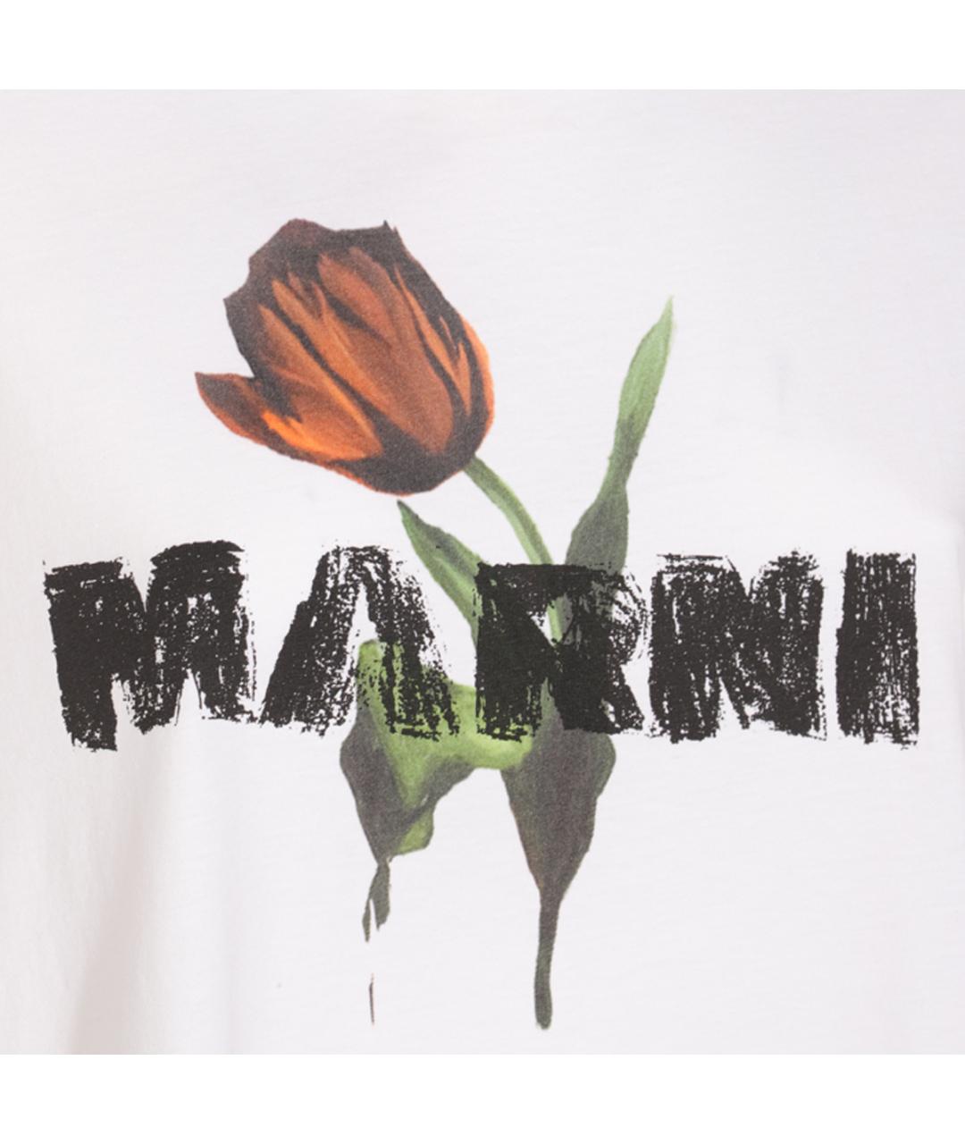 MARNI Белая хлопковая футболка, фото 4
