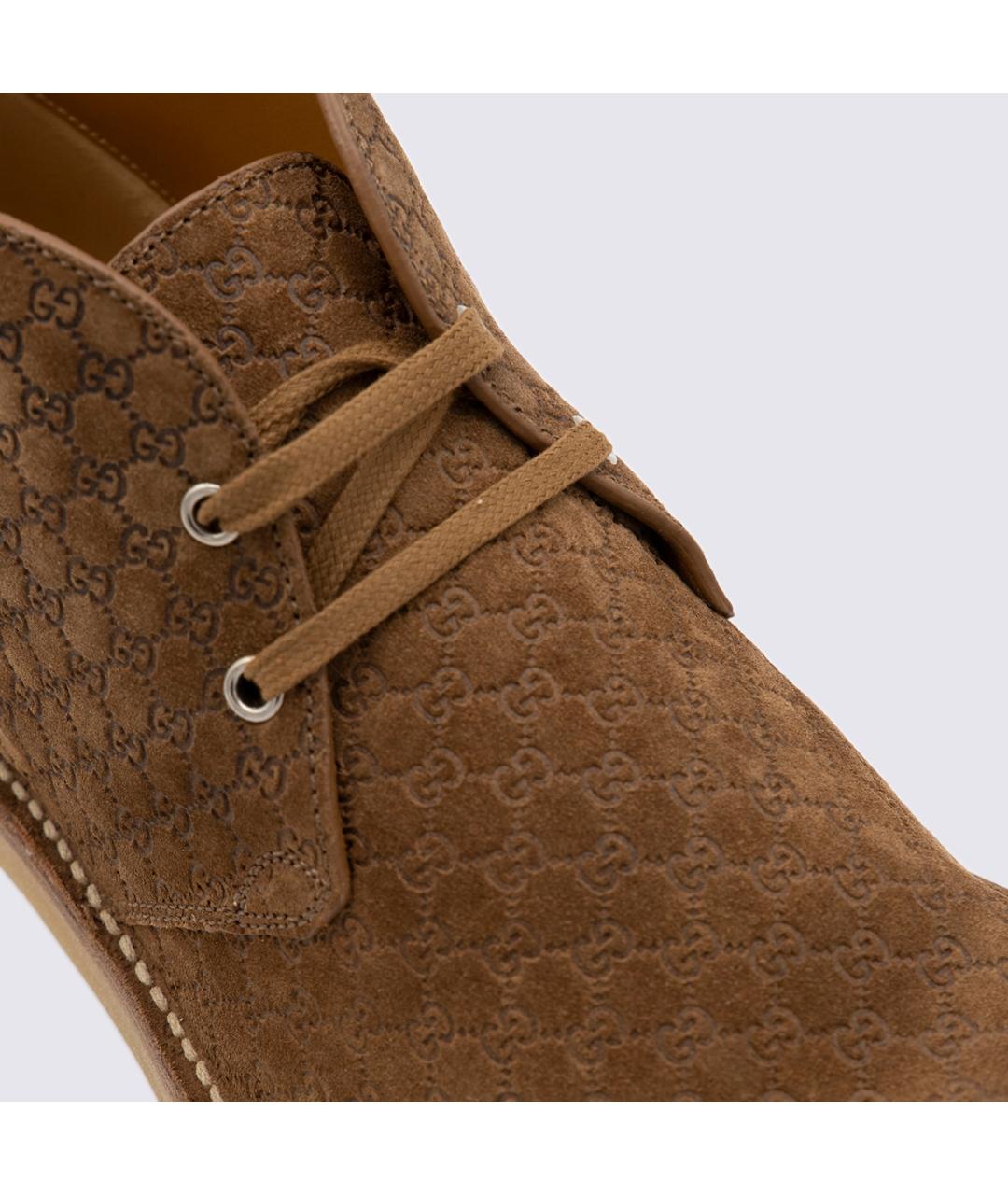 GUCCI Коричневые замшевые низкие ботинки, фото 5