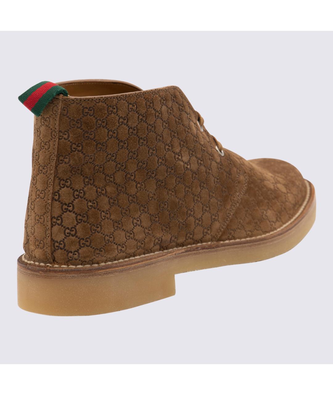 GUCCI Коричневые замшевые низкие ботинки, фото 4