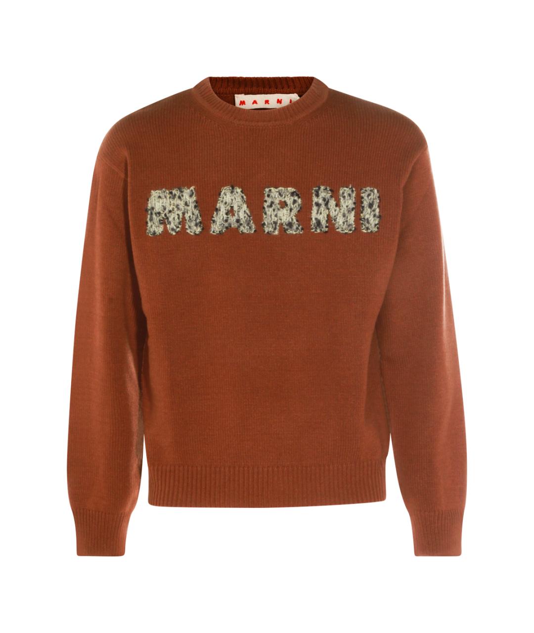 MARNI Коричневый шерстяной джемпер / свитер, фото 1