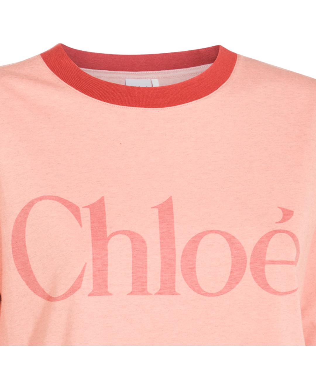 CHLOE Коралловая хлопковая футболка, фото 3