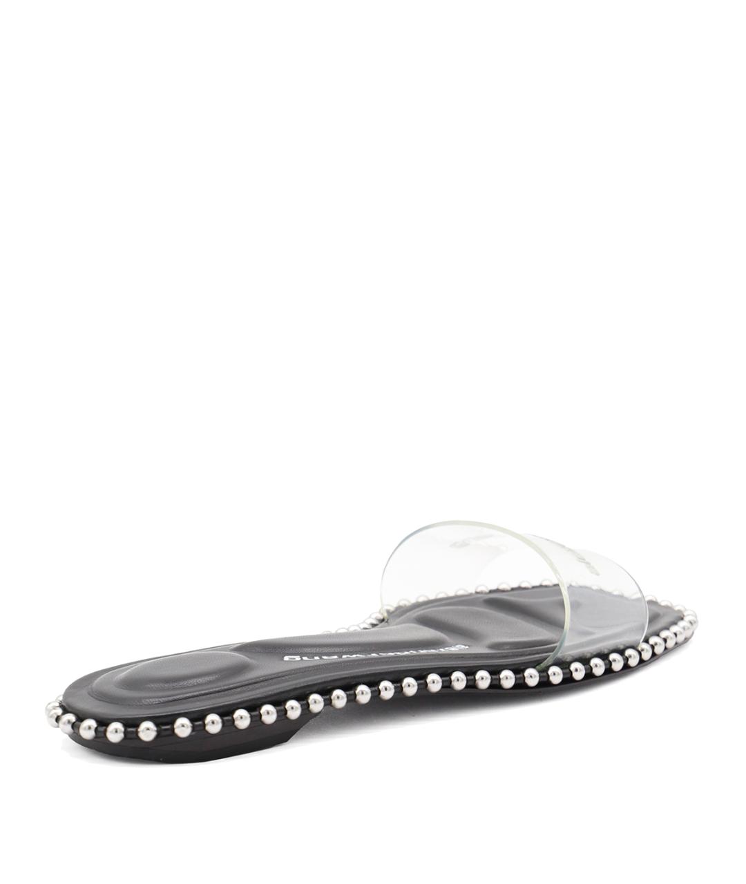 ALEXANDER WANG Черные кожаные шлепанцы, фото 3