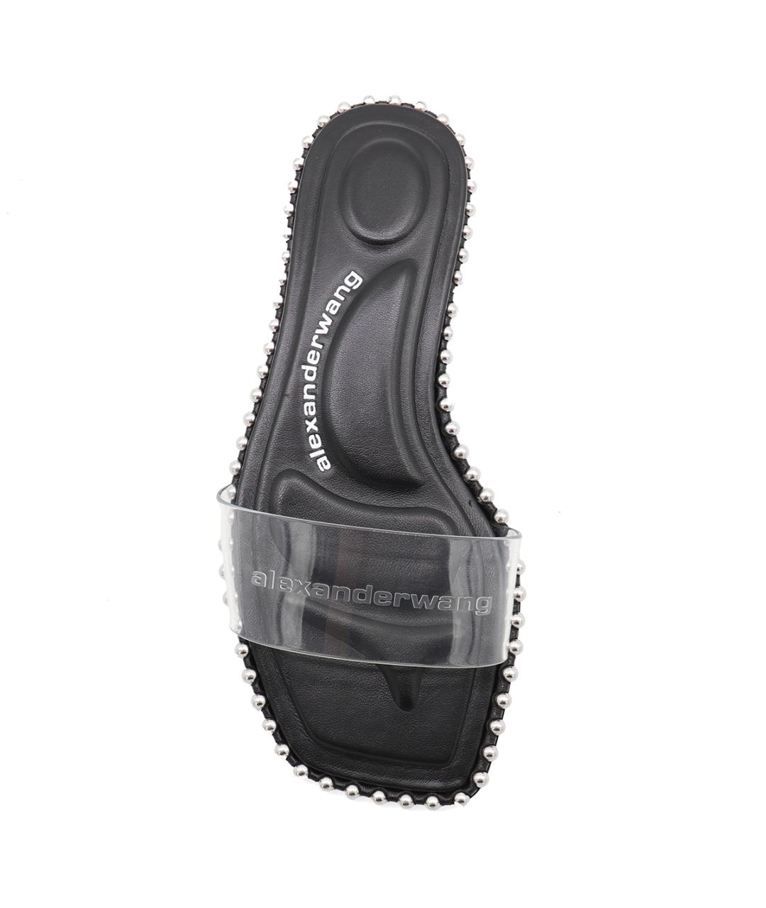 ALEXANDER WANG Черные кожаные шлепанцы, фото 4