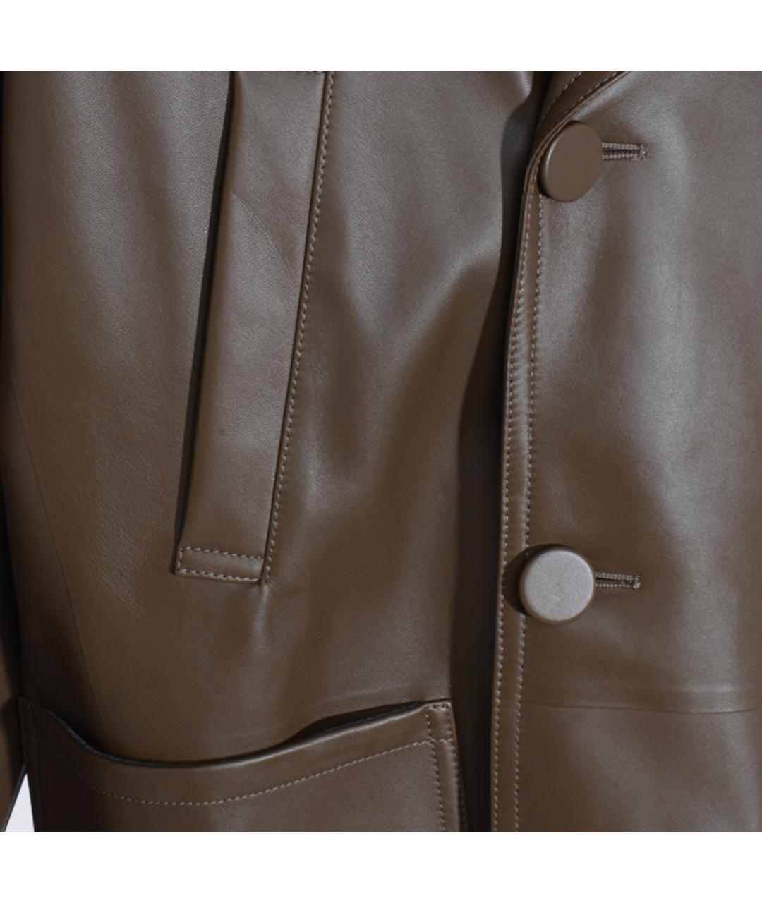 FENDI Коричневая кожаная куртка, фото 4