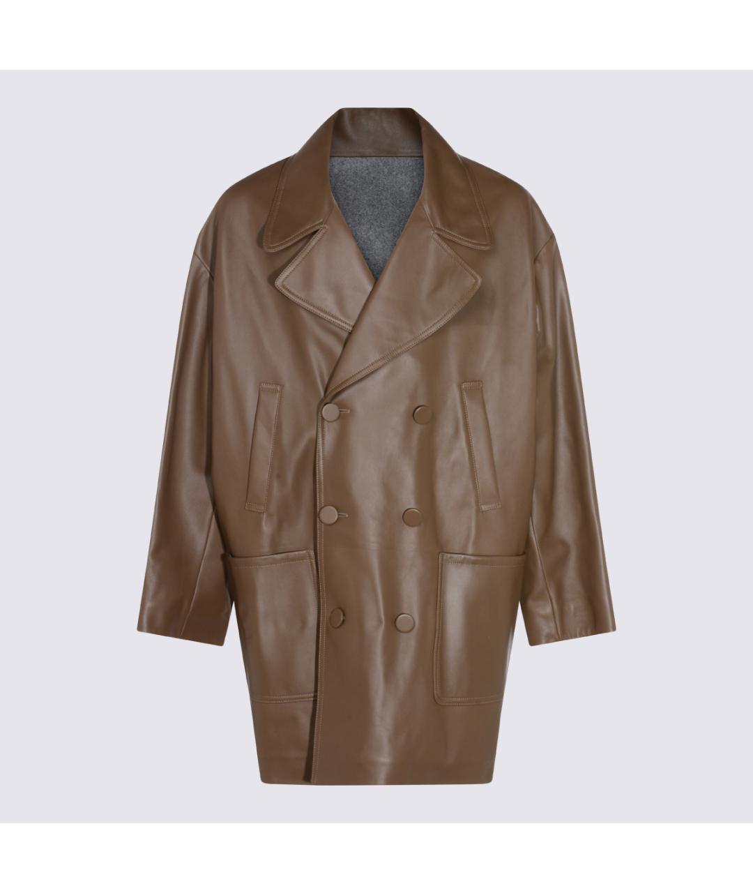 FENDI Коричневая кожаная куртка, фото 2