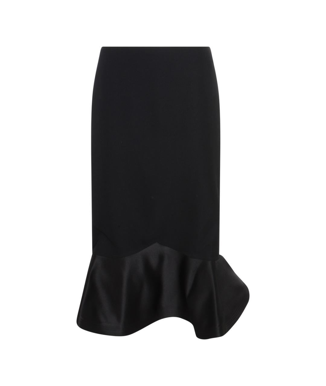 FENDI Черная шерстяная юбка миди, фото 1