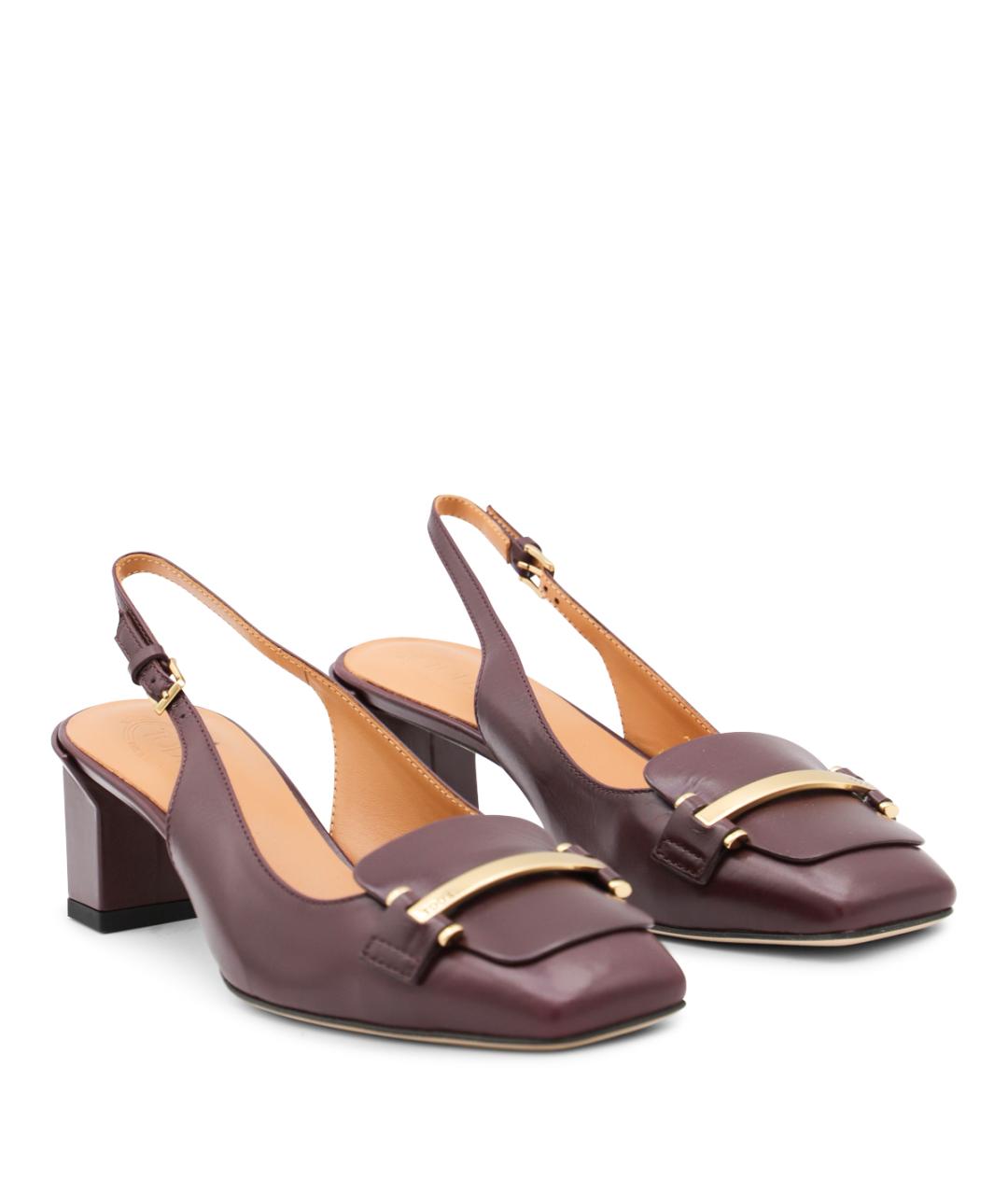 TOD'S Бордовые кожаные туфли, фото 2