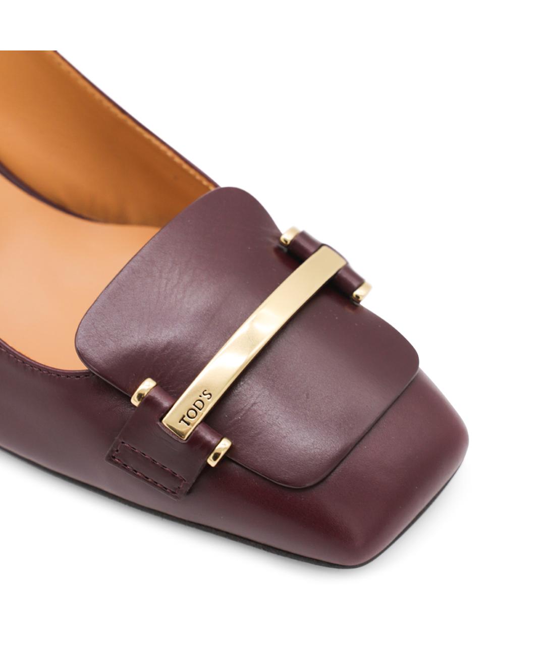 TOD'S Бордовые кожаные туфли, фото 4