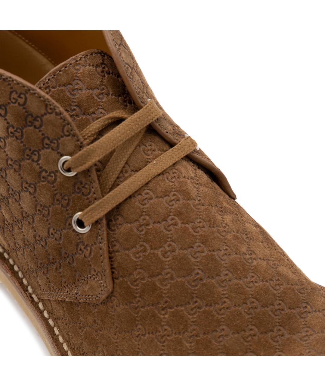 GUCCI Коричневые замшевые низкие ботинки, фото 4