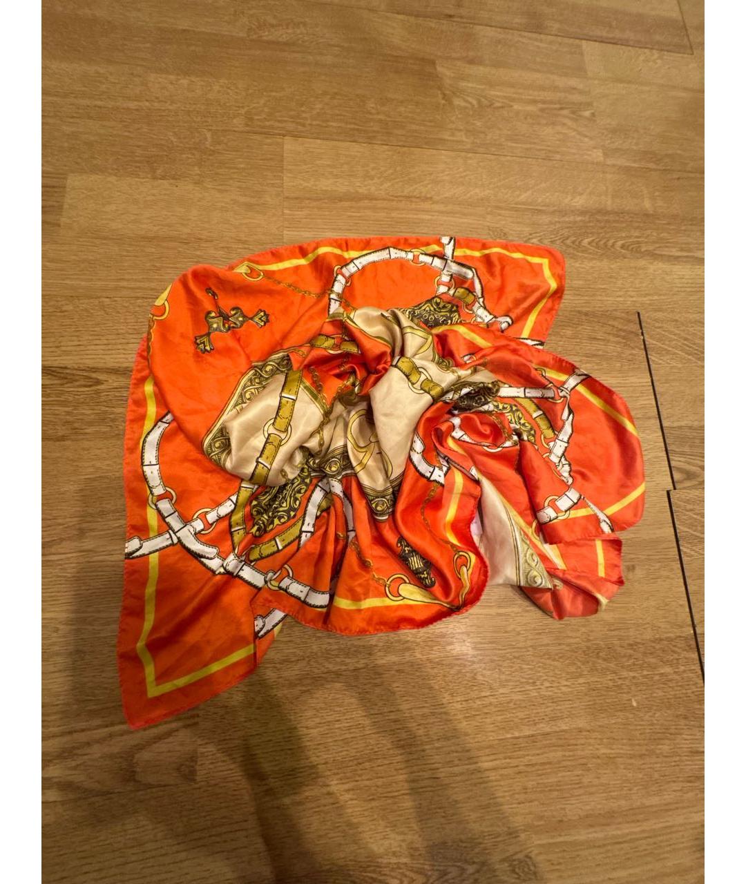 HERMES Оранжевый платок, фото 2