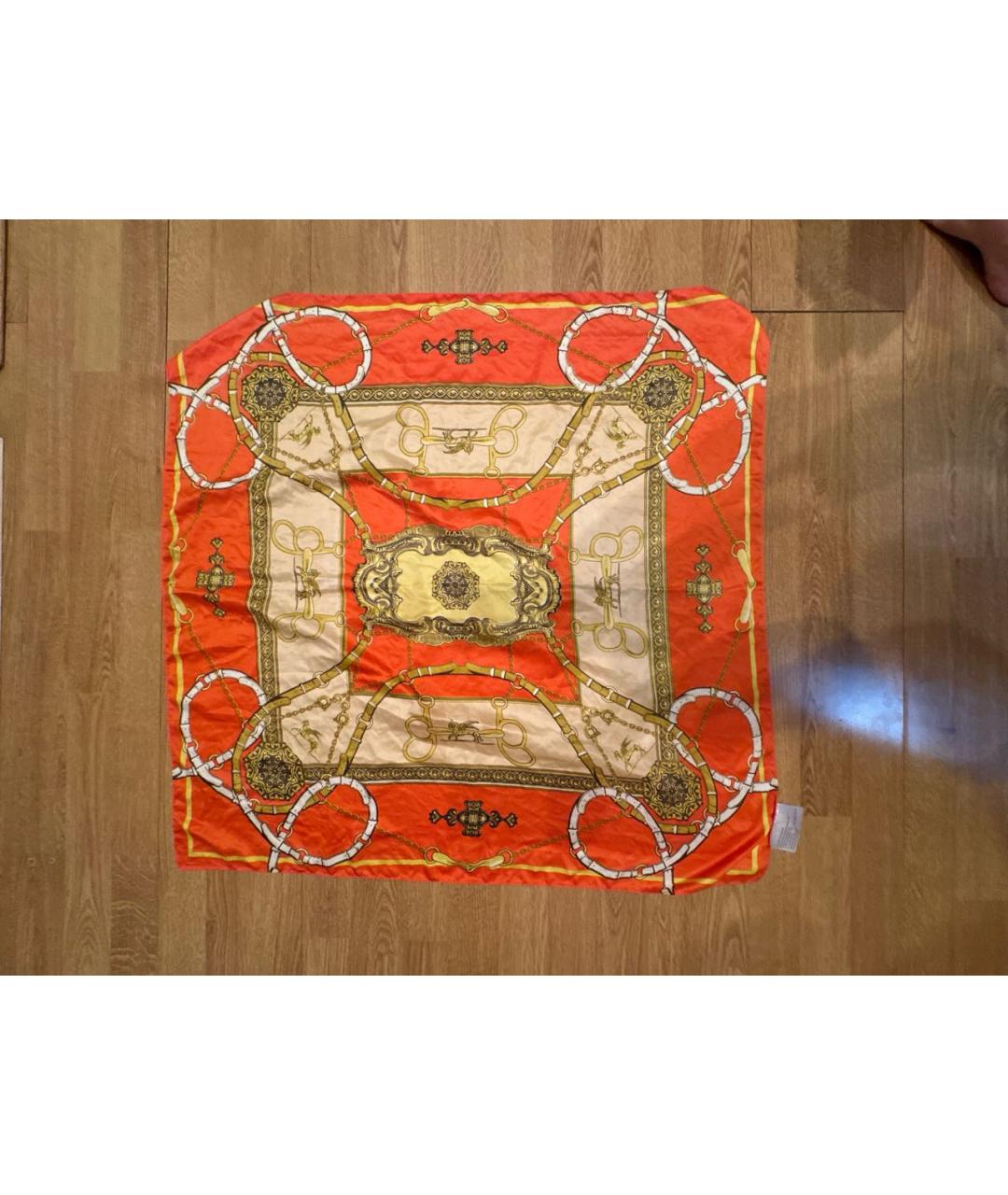 HERMES Оранжевый платок, фото 4