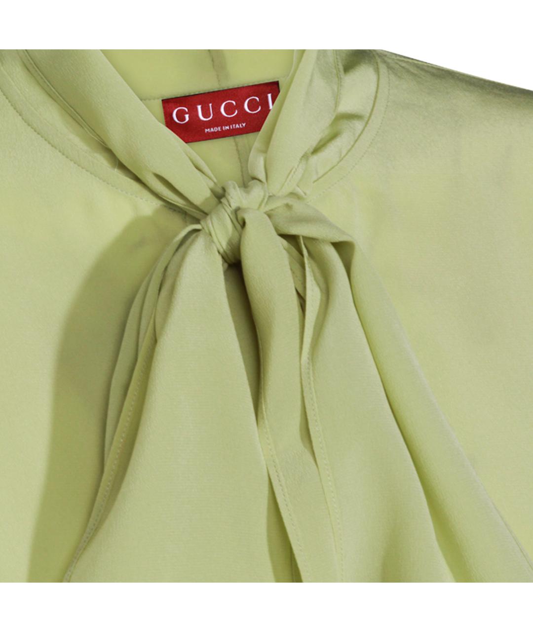 GUCCI Зеленая шелковая блузы, фото 3