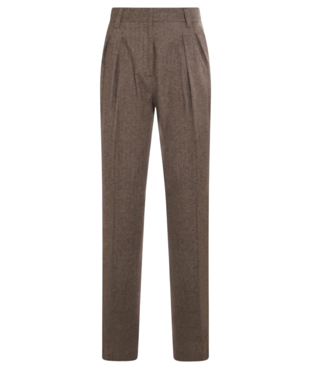 ANTONELLI FIRENZE Коричневые шерстяные прямые брюки, фото 1