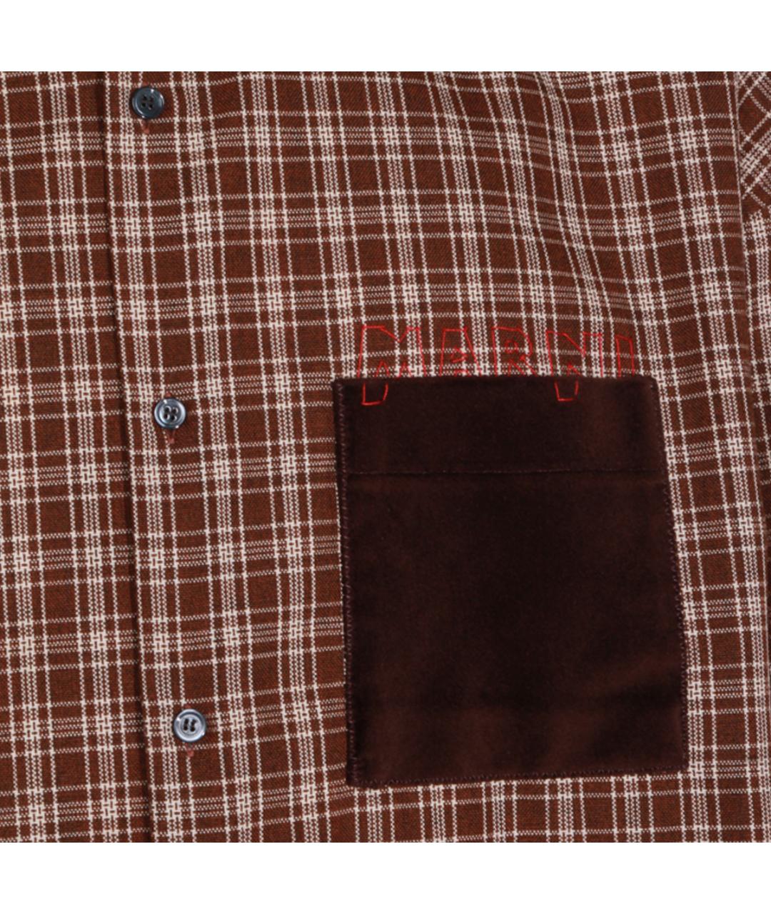 MARNI Коричневая шерстяная кэжуал рубашка, фото 4