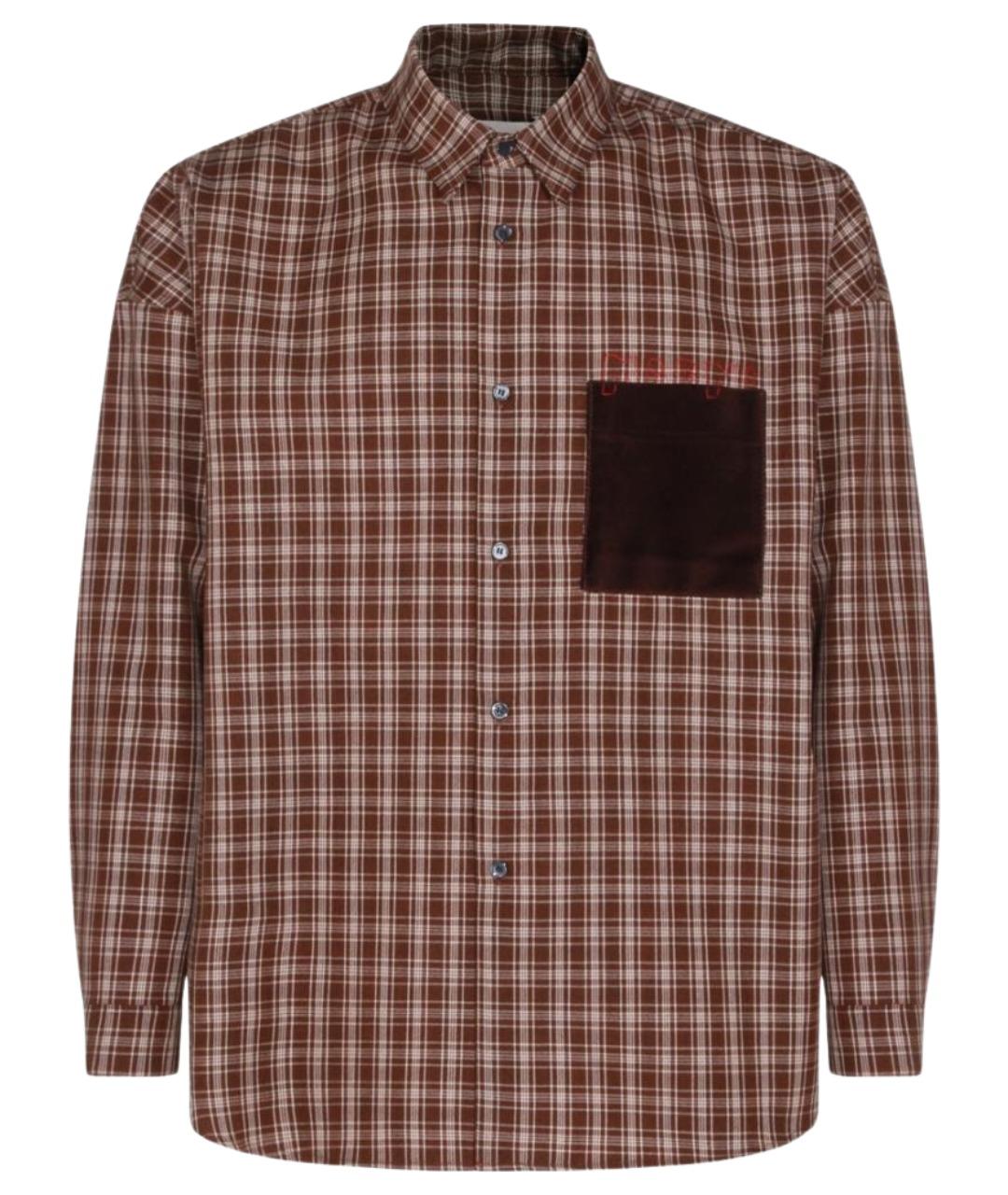 MARNI Коричневая шерстяная кэжуал рубашка, фото 1