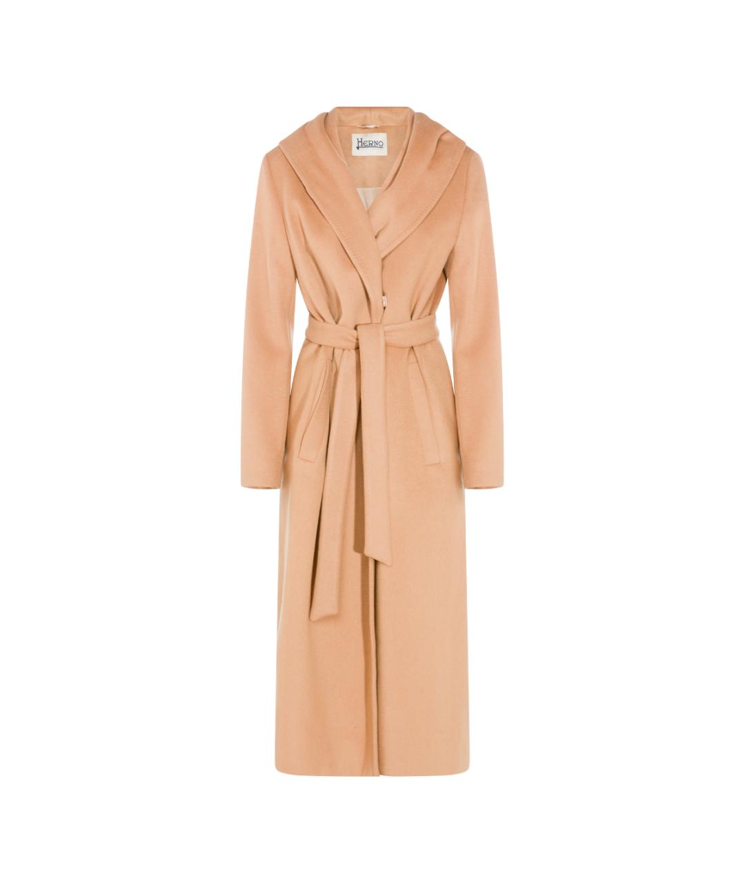 HERNO Бежевое шерстяное пальто, фото 4