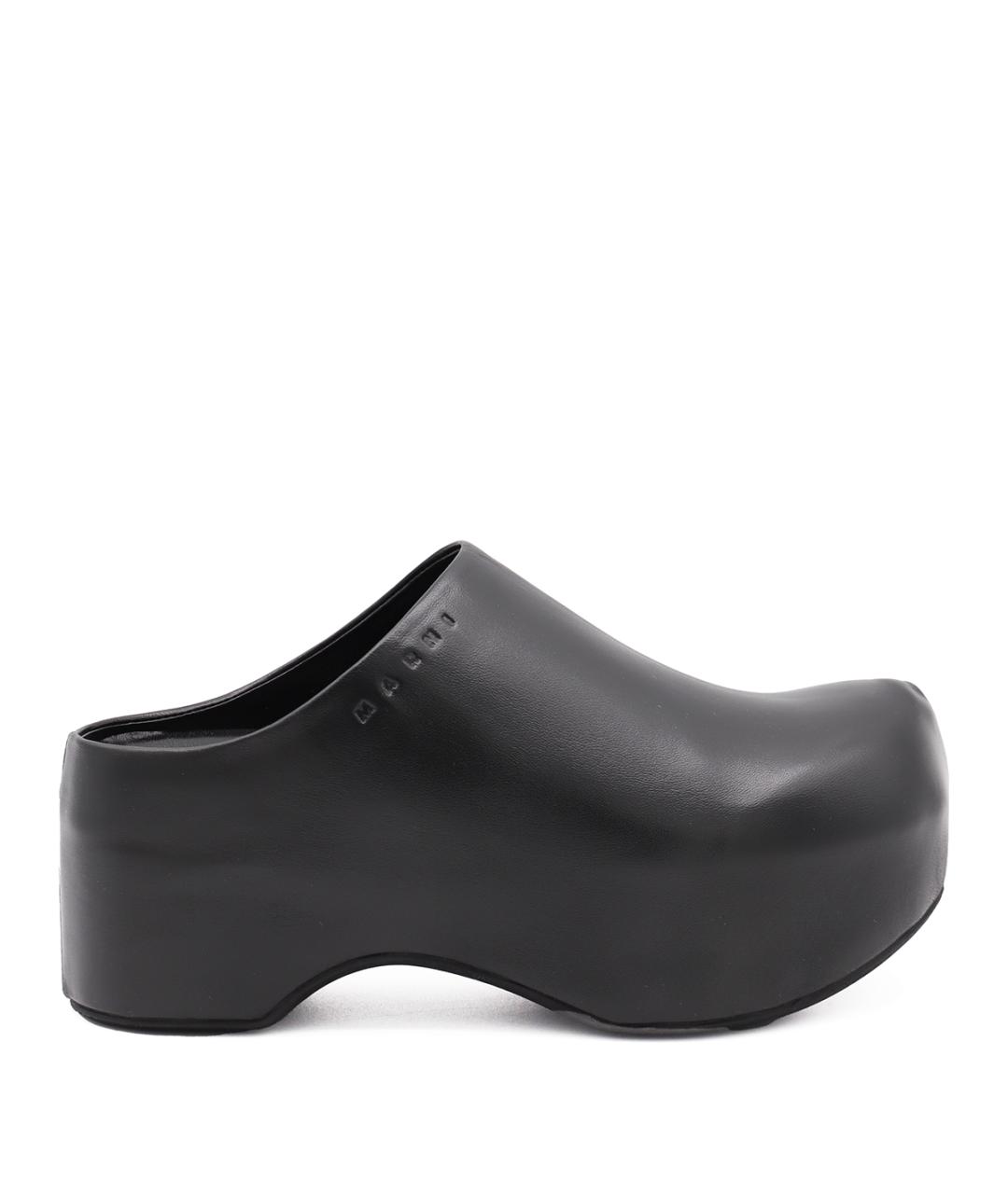 MARNI Черные кожаные сабо, фото 1