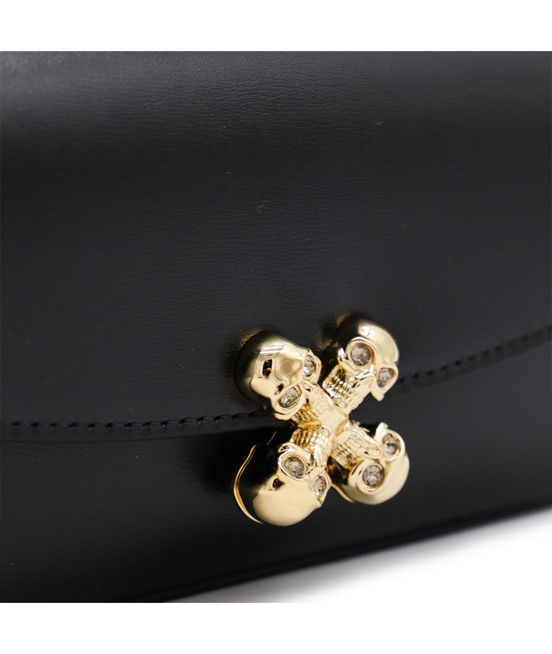 ALEXANDER MCQUEEN Черная кожаная сумка через плечо, фото 4