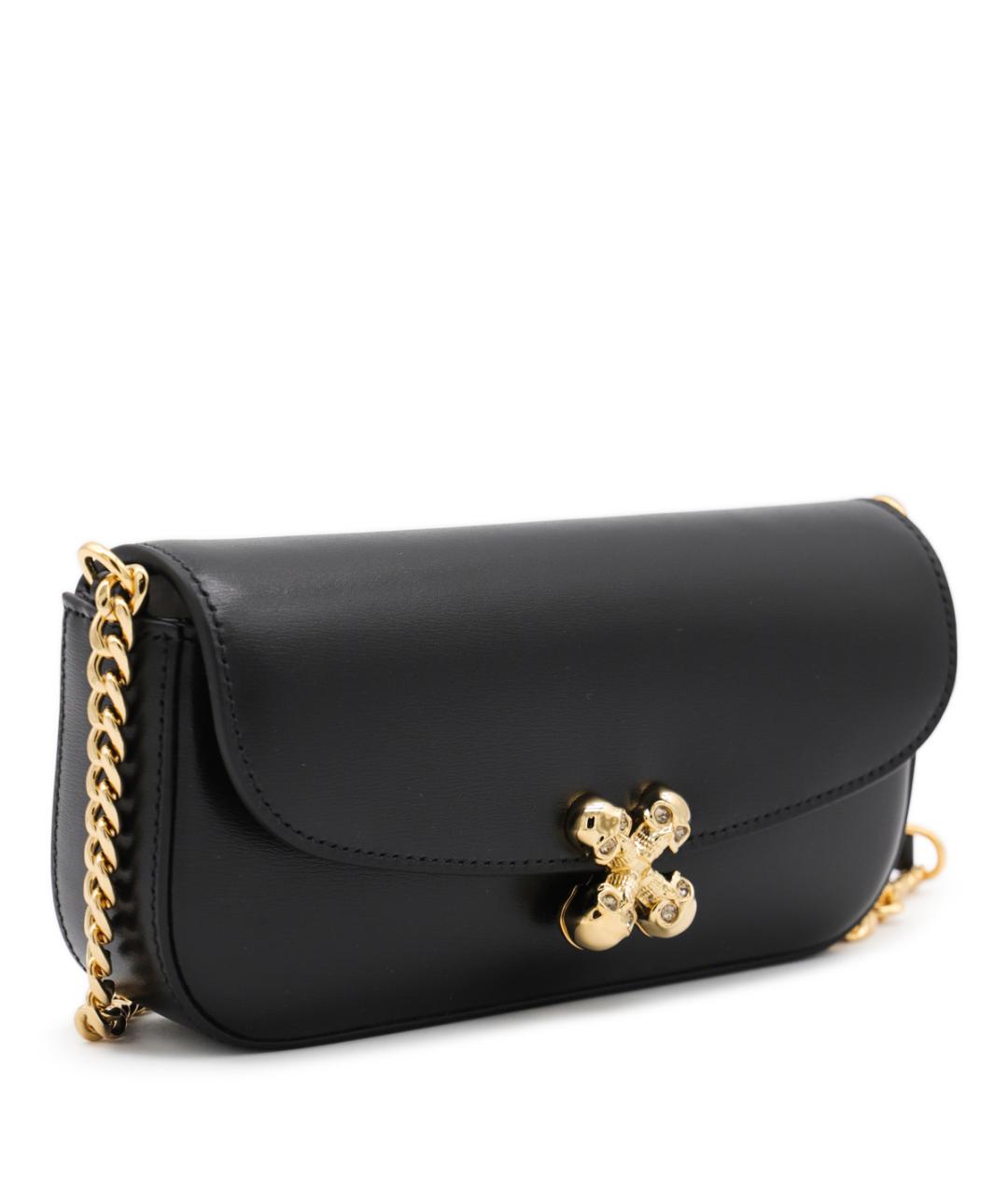 ALEXANDER MCQUEEN Черная кожаная сумка через плечо, фото 2