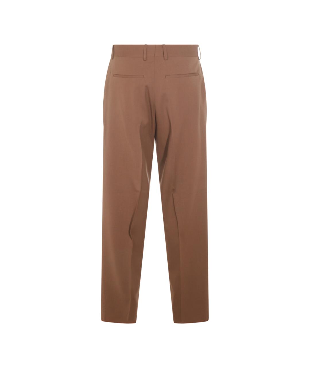 FENDI Коричневые шерстяные повседневные брюки, фото 2