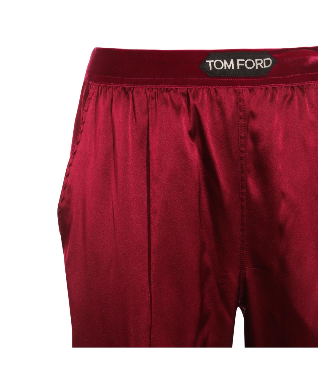 TOM FORD Бордовые шелковые прямые брюки, фото 3