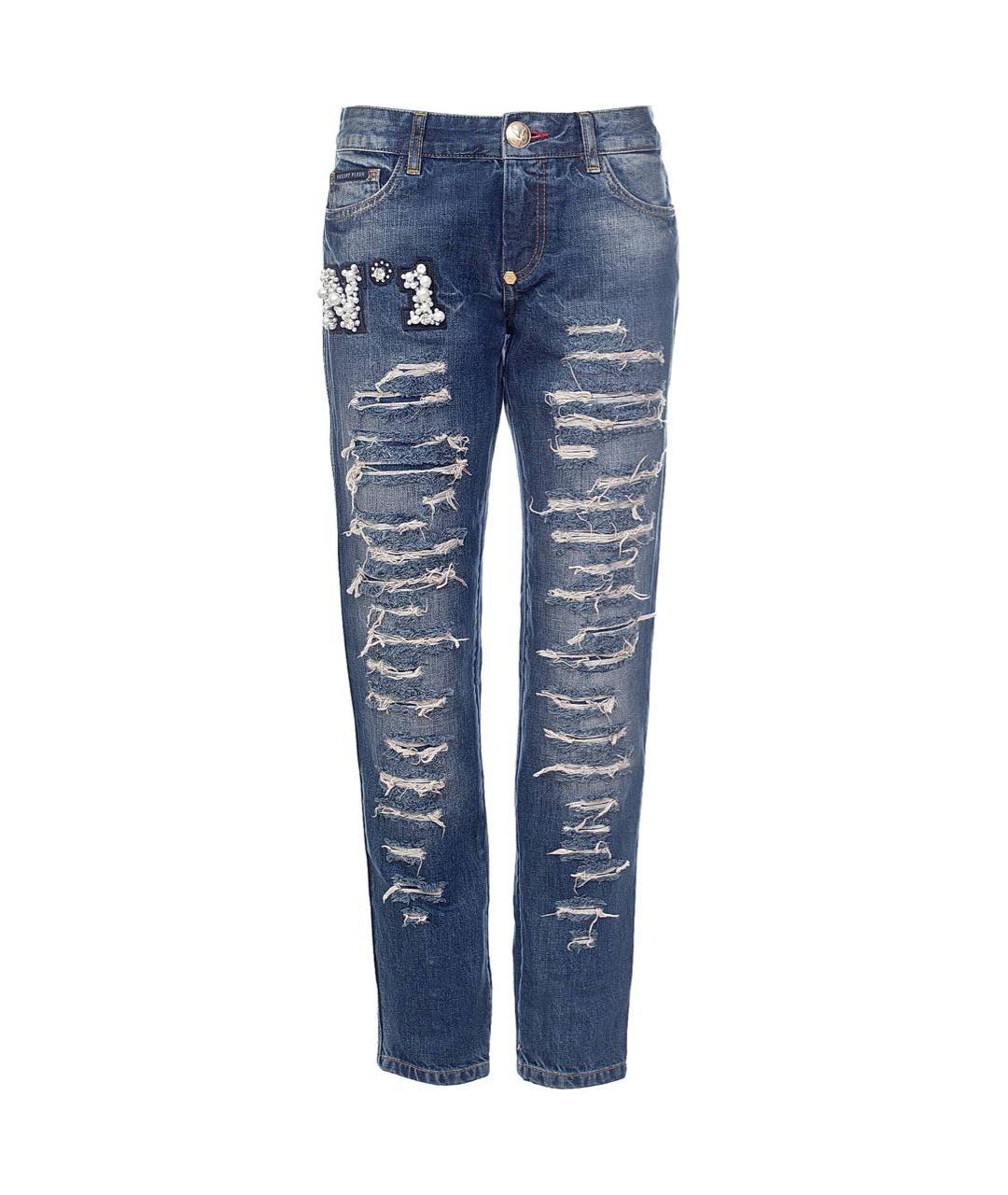 PHILIPP PLEIN Синие хлопковые джинсы слим, фото 1