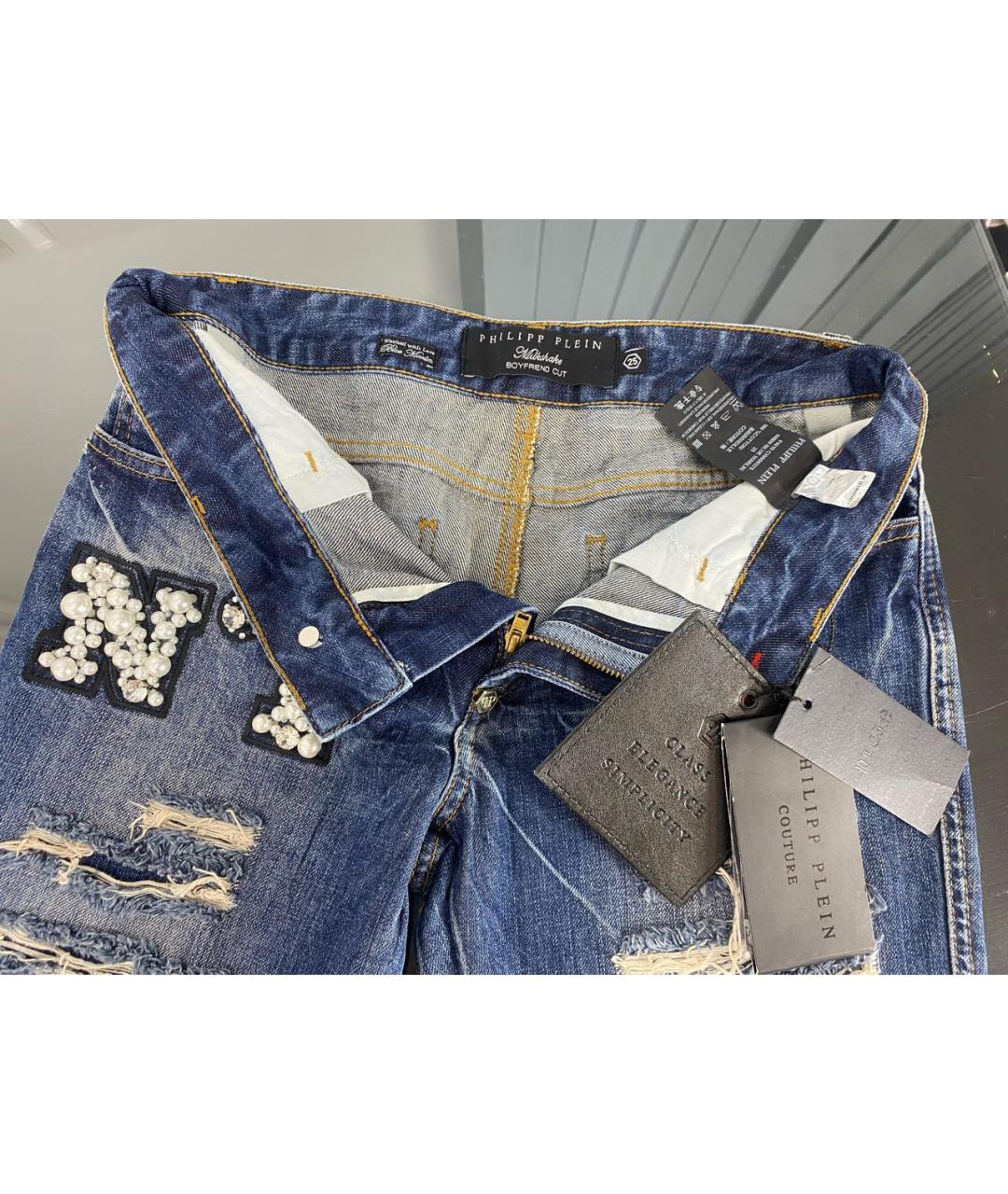 PHILIPP PLEIN Синие хлопковые джинсы слим, фото 3