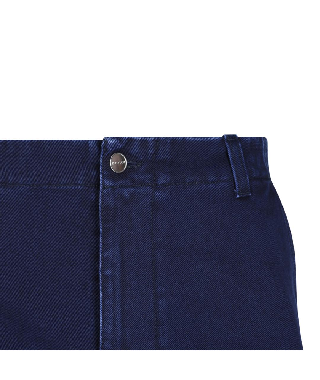 GUCCI Синие хлопковые повседневные брюки, фото 3