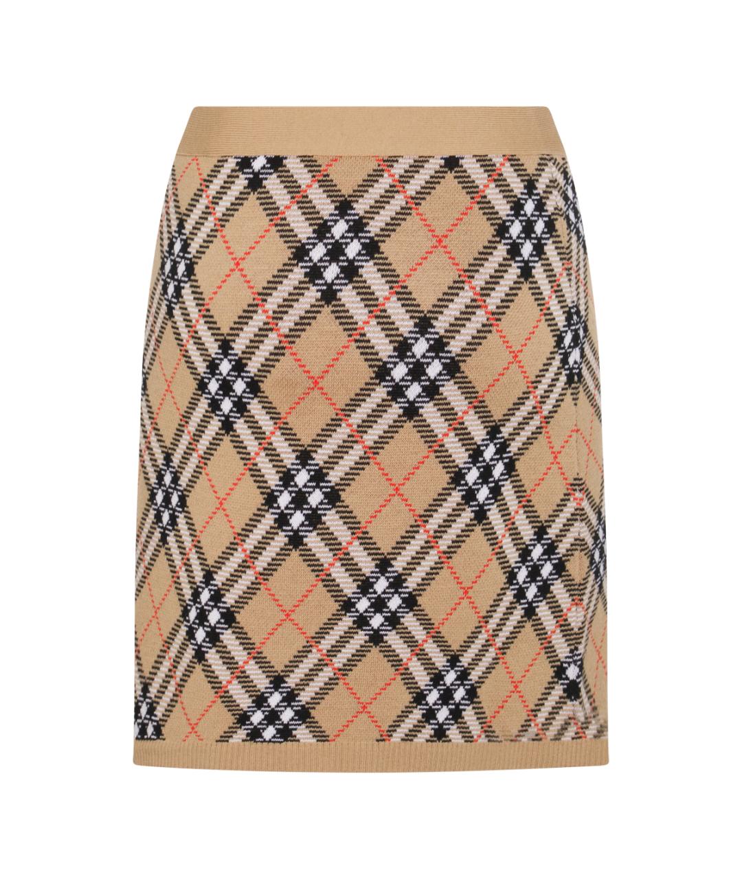 BURBERRY Бежевая шерстяная юбка миди, фото 2