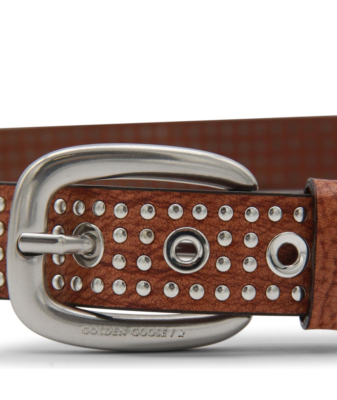 GOLDEN GOOSE DELUXE BRAND Коричневый кожаный ремень, фото 2