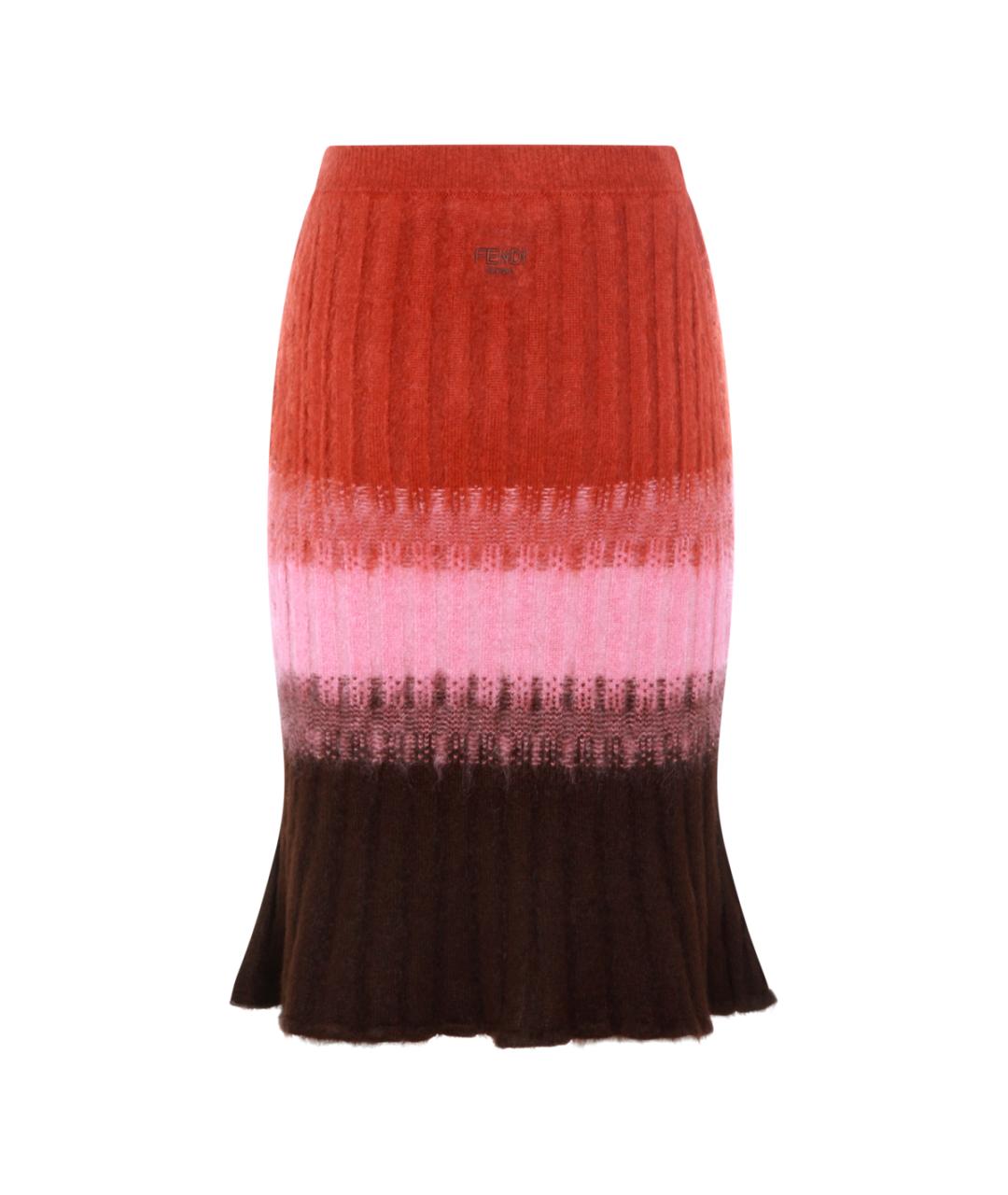 FENDI Мульти шерстяная юбка миди, фото 2