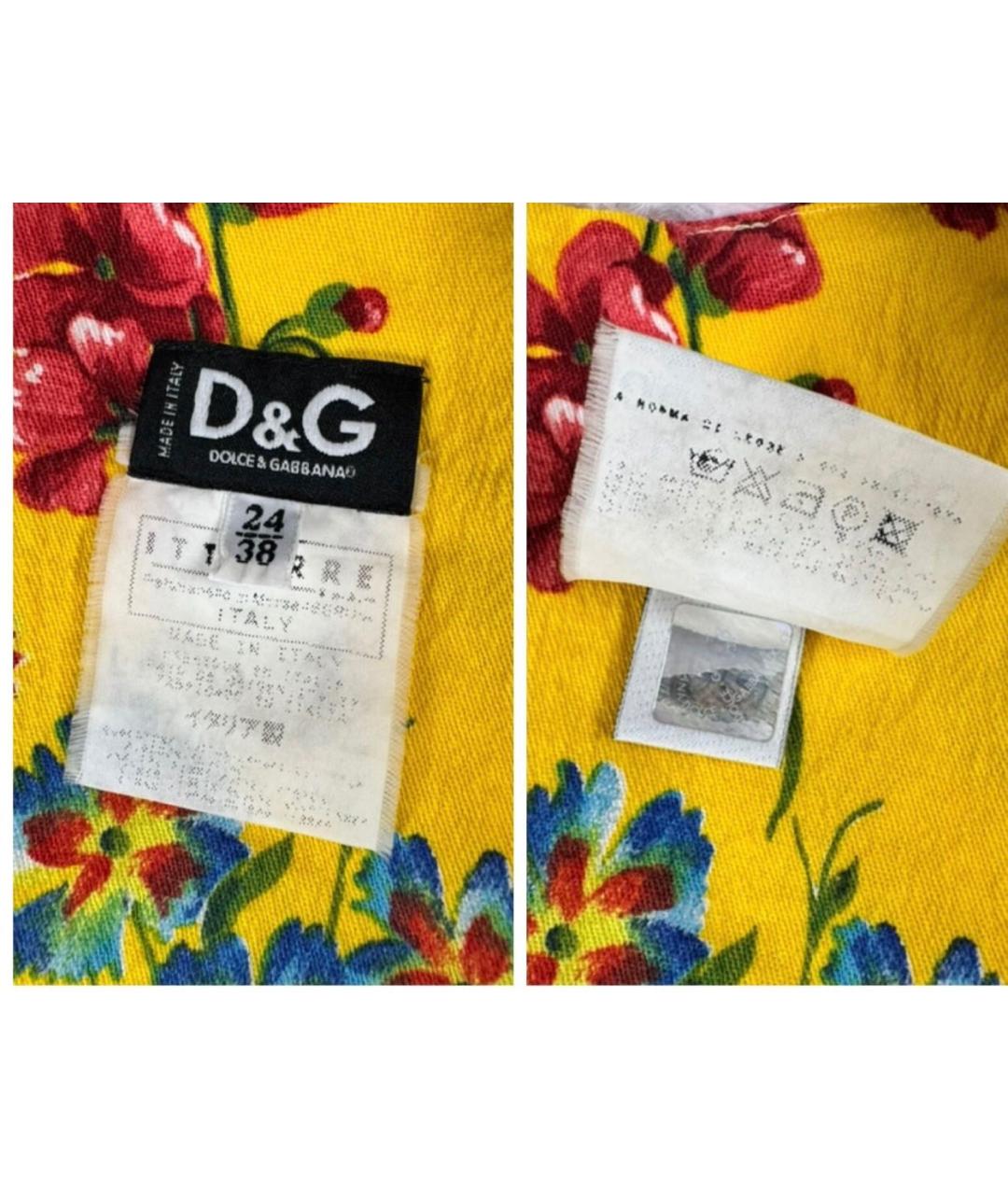 DOLCE&GABBANA Желтое хлопко-эластановое вечернее платье, фото 5