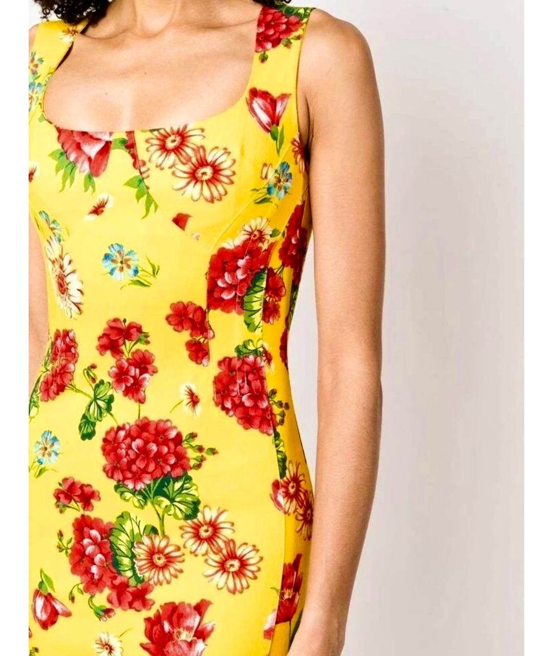 DOLCE&GABBANA Желтое хлопко-эластановое вечернее платье, фото 7