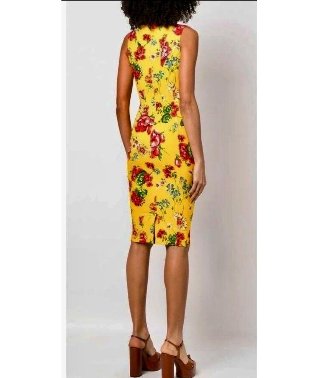 DOLCE&GABBANA Желтое хлопко-эластановое вечернее платье, фото 6