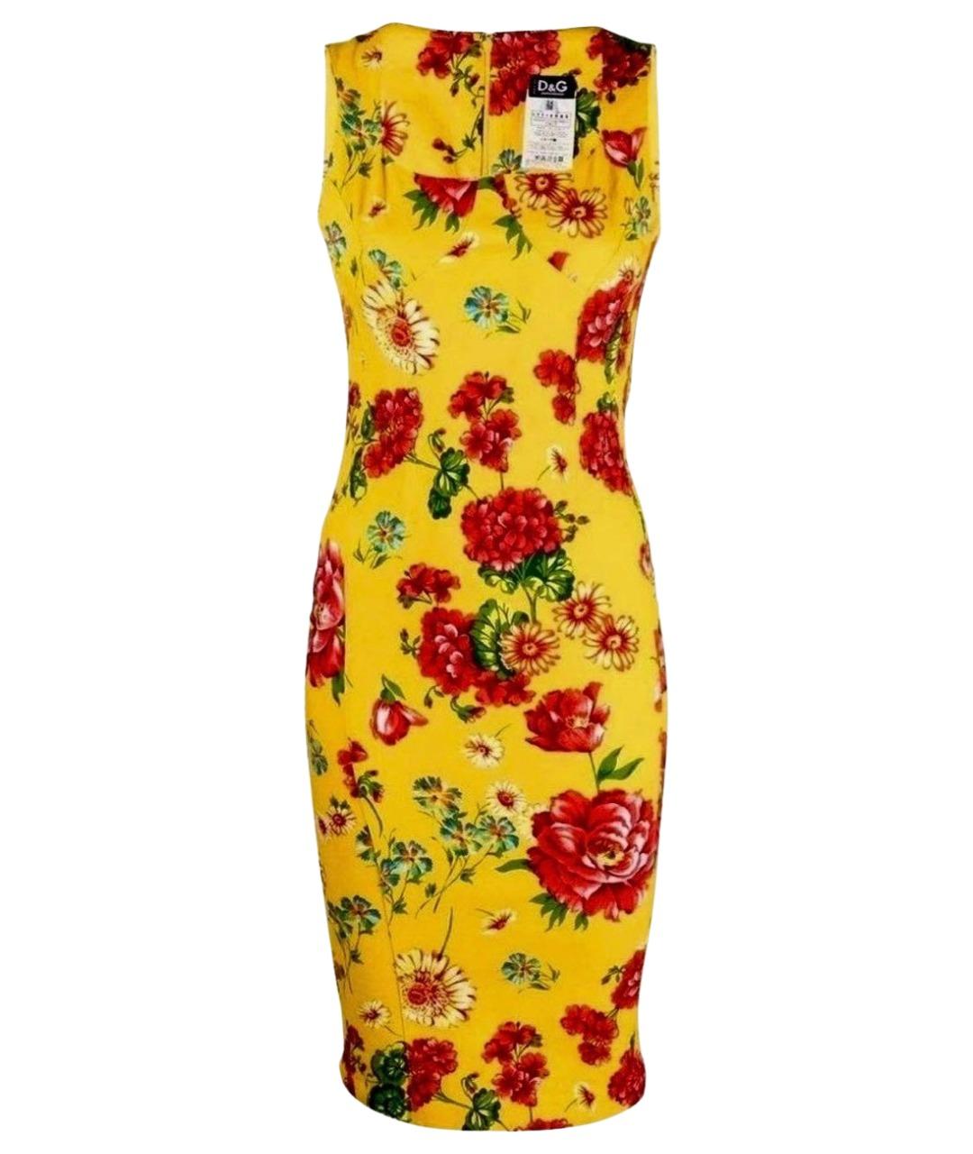 DOLCE&GABBANA Желтое хлопко-эластановое вечернее платье, фото 1